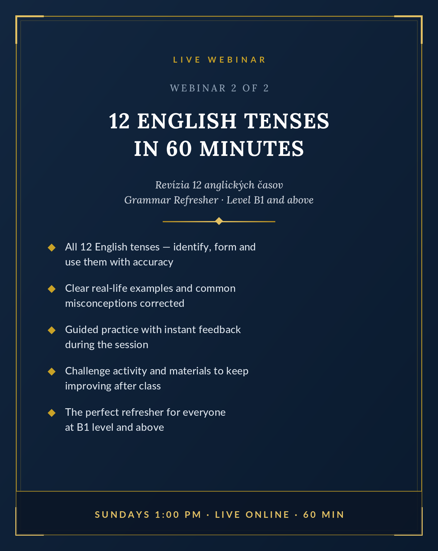 12 English Tenses in 60 Minutes — live webinar overview