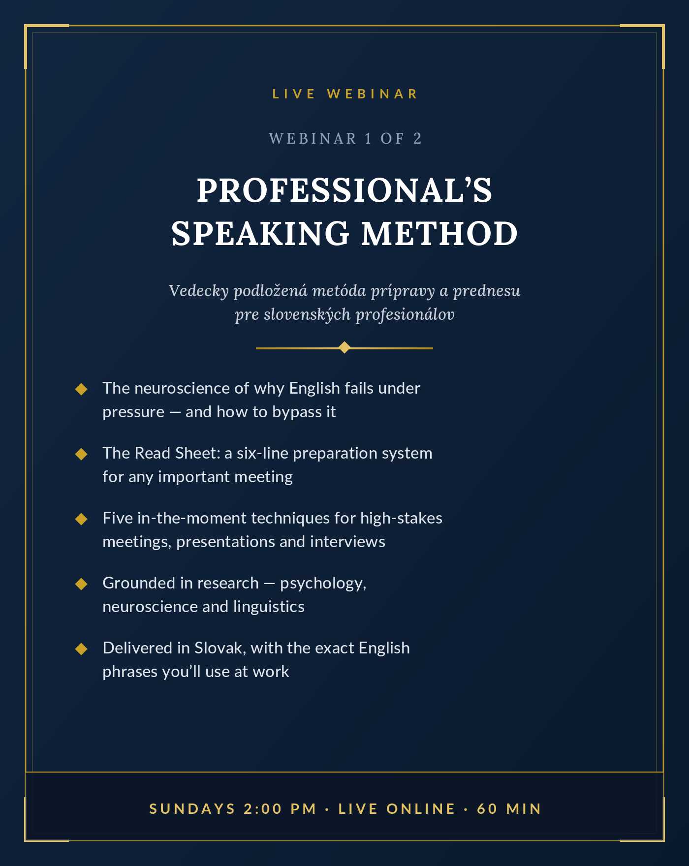 Professional’s Speaking Method — live webinar overview